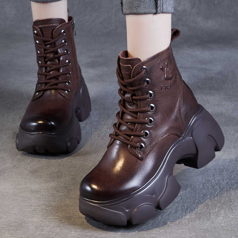 真皮马丁靴女2025冬季新款加绒女款靴子今年流行爆款厚底增高短靴