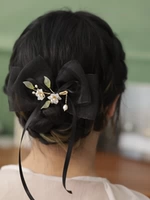 Большая заколка для волос с бантиком из жемчуга, аксессуар для волос, шпильки для волос, французский стиль, в цветочек