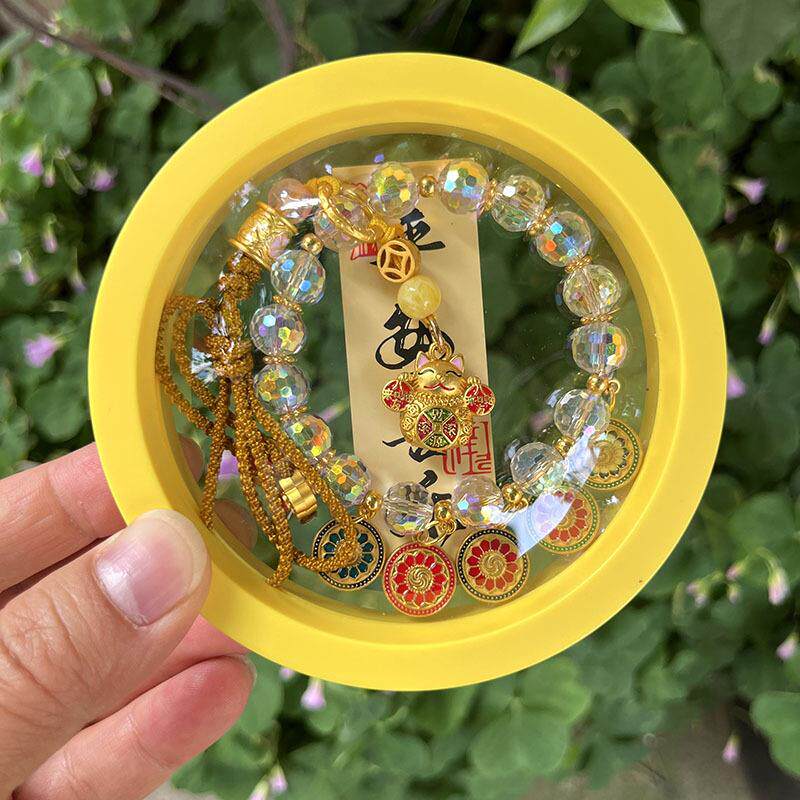 灵隐同款五路财神车挂炫彩水晶算盘锁福袋高档车饰平安车挂件