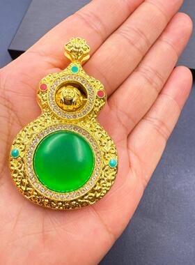 可转动时来运转点钻葫芦项链仿玉髓福禄寿挂坠高级感吊坠直播货源