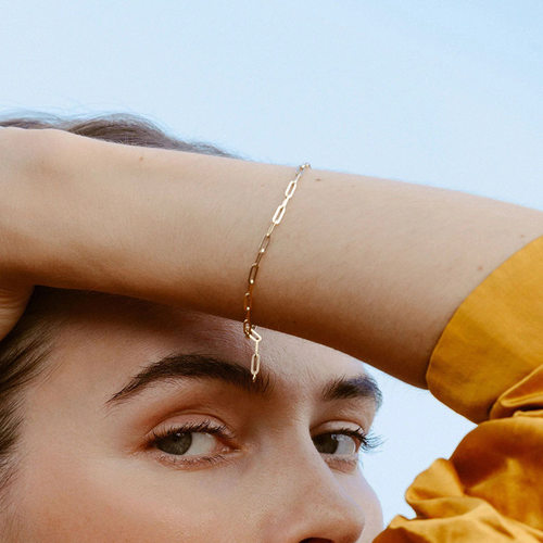 含金量5%进口14K包金小方链手链