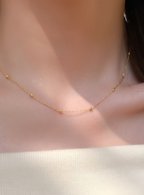 美国进口14K包金满天星项链锁骨链女欧美金珠链叠戴不易掉色颈链