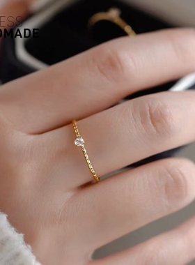 30分莫桑单钻14K包金切面戒指女