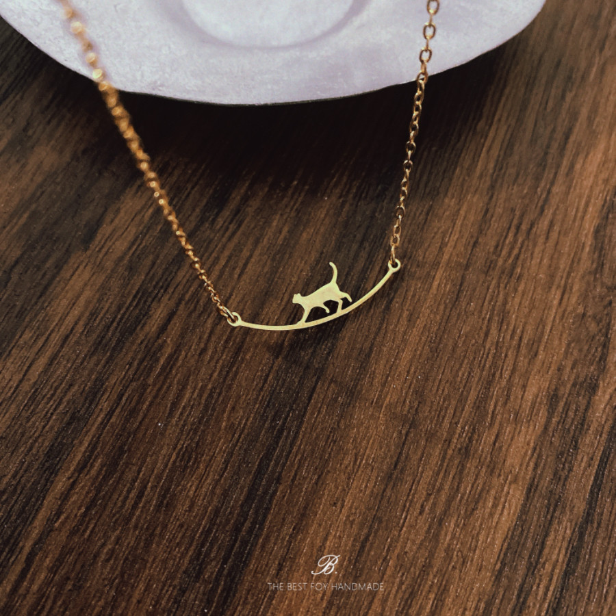 原创 小猫咪 美国进口14K包金色项链女高级感轻奢小众设计锁骨链