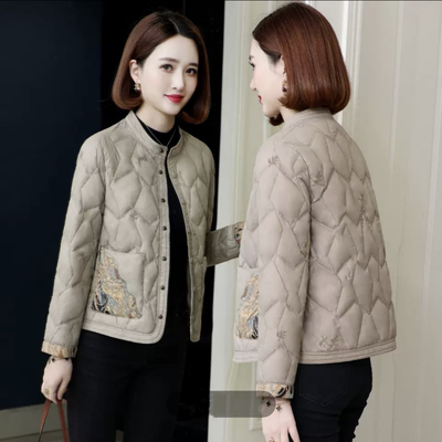 新中式羽绒服女冬季修身刺绣外套
