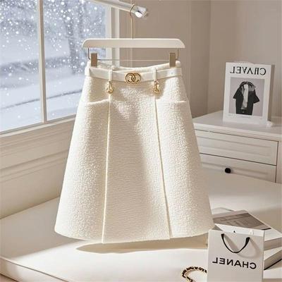 高级感小香风高腰显瘦a字裙