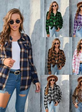 Plus size women long-sleeved shirt jacket大码女长袖衬衫上衣