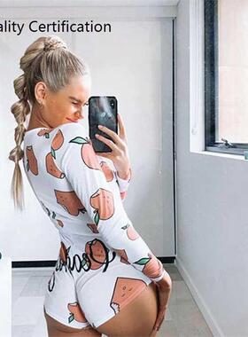 Crop Tops Button Short Romper Pajamas Women Onesies Jumpsuit