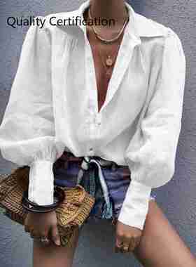 lusa suelta de manga larga Tops oto?o linterna manga camisas