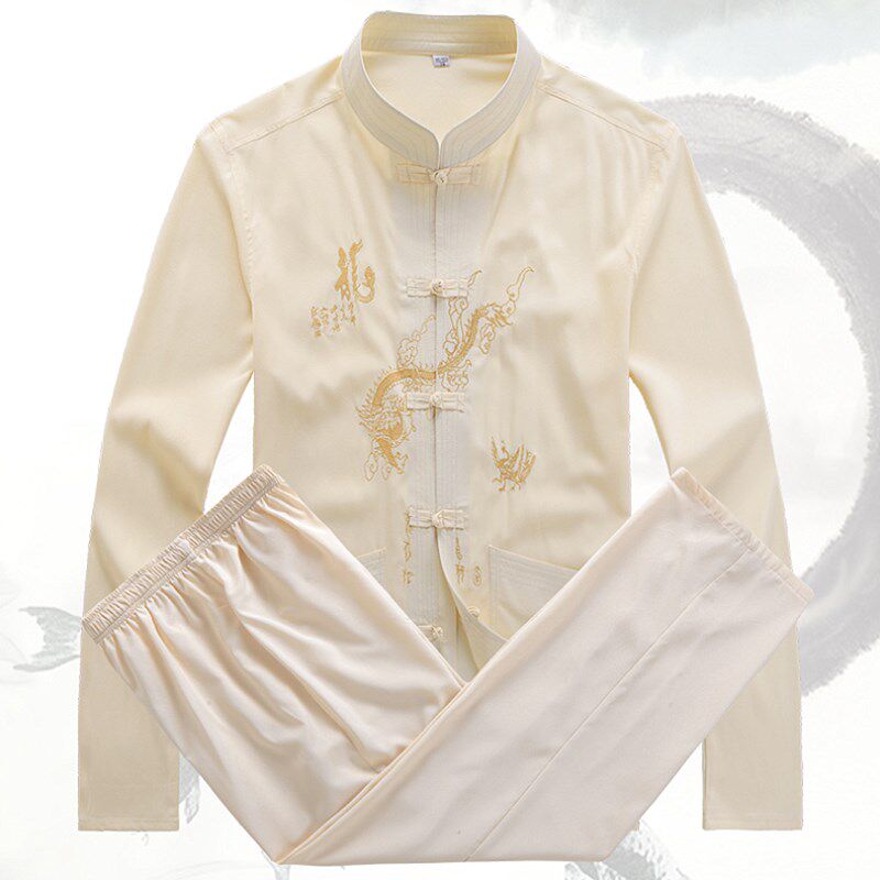 茶艺师工作服男唐装长袖套装中医养生馆保健师服装足疗技师工装夏