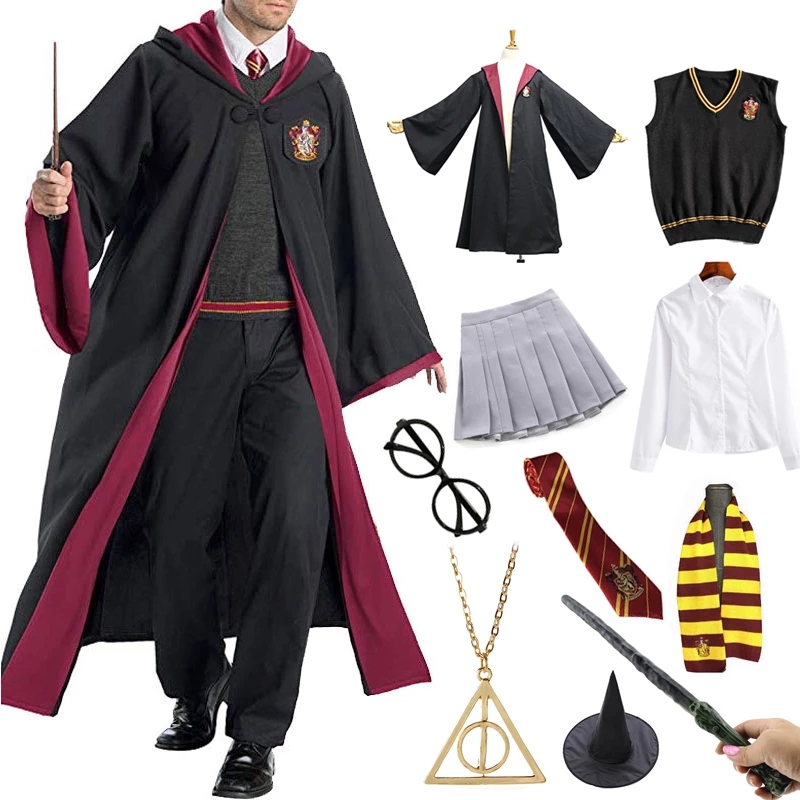 Harry Potter Magic Cosplay Halloween Costume Robe Cape Kids