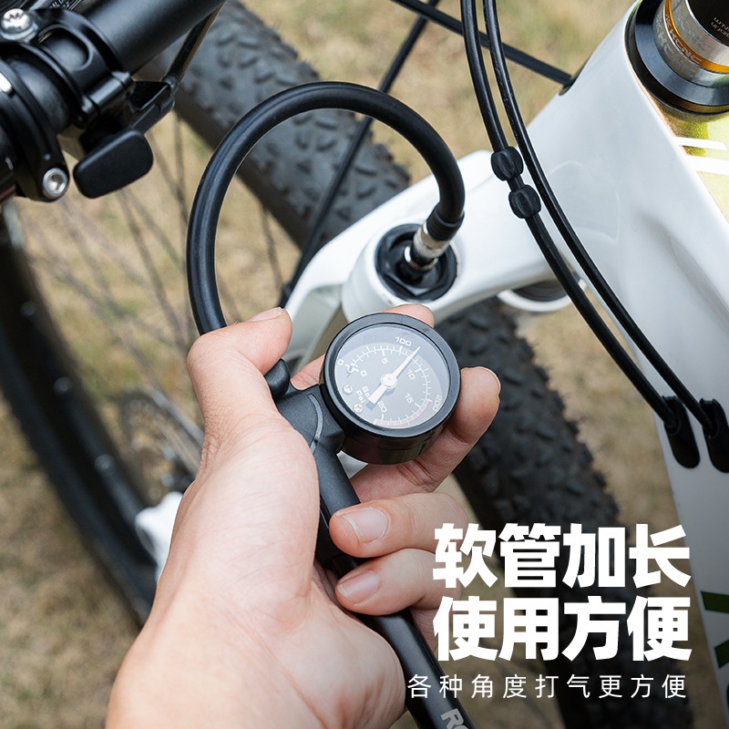 克兄弟自行车打气筒高压便携山地公路车前叉充气泵带气压表家用