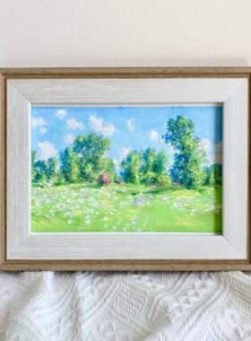 【纯手绘油画棒画】莫奈春天风景有框清新艺术卧室摆件装饰画挂画