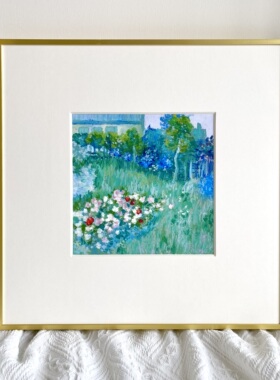【纯手绘油画棒画】梵高花园风景铝合金框客厅卧室艺术装饰画挂画