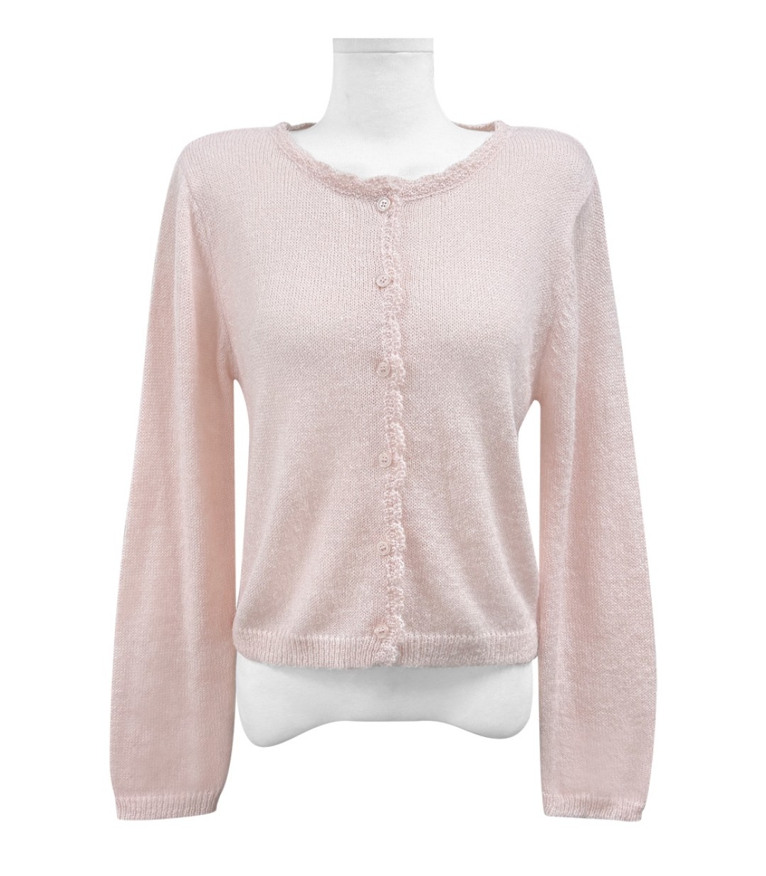 thumbnail for Unique SEI Korean version of Pure Desire, simple polka dots, slimming long-sleeved T-shirt, lace trim panelled knitted cardigan top