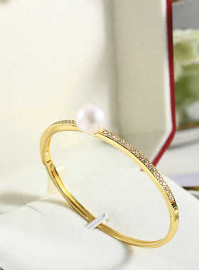 DIY珍珠配件新款S925纯银手镯