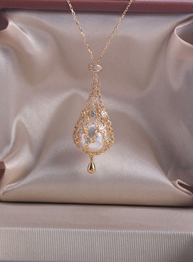 S925纯银珍珠网兜吊坠项链空托