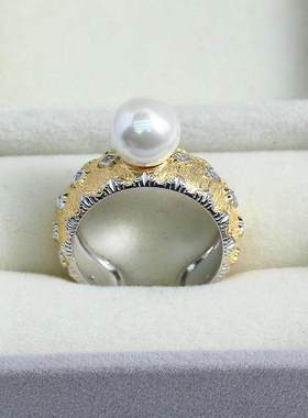 珍珠配件戒指开口戒子手工DIY