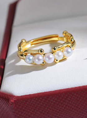 S925纯银个性U型马蹄扣戒指空托