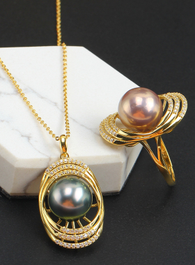 S925纯银DIY珍珠吊坠戒指