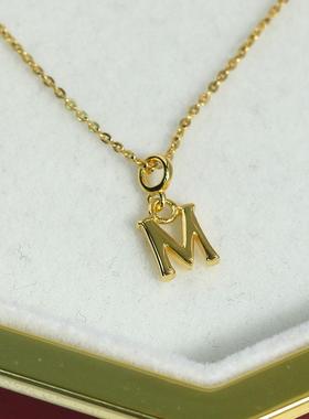 DIY珍珠配件新款S925纯银光面M字母吊坠空托简约百搭时尚通勤