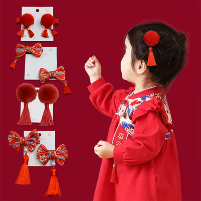 喜庆宝宝周岁迷你发夹抓周礼发饰