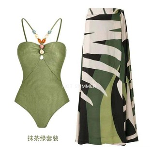 度假风比基尼高级游泳 罩裙套装 泡温泉泳衣女款 民族风连体性感泳装