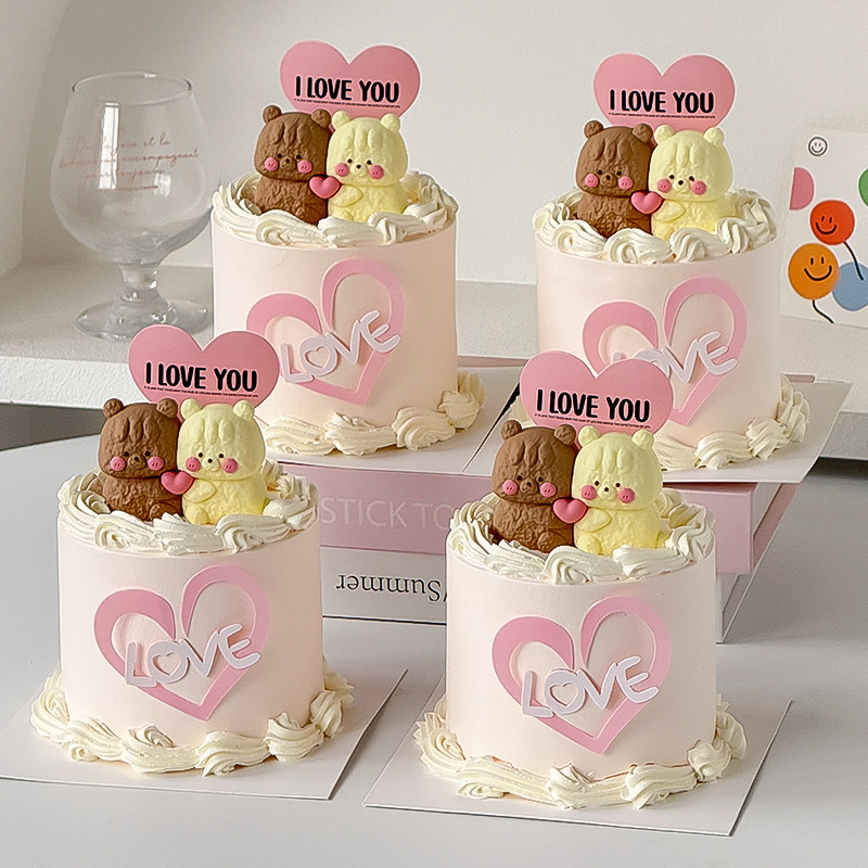 2.14七夕情人节蛋糕装饰软胶拥抱小熊摆件情侣纪念日爱心表白卡片,节庆用品/礼品,节日装扮用品,淘宝优惠券,粉丝福利购,淘宝优惠卷