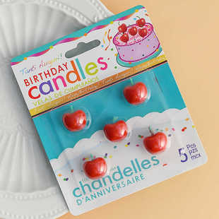 网红ins风樱桃车厘子蜡烛插件生日蛋糕烘焙装 蜡烛摆件 饰水果款