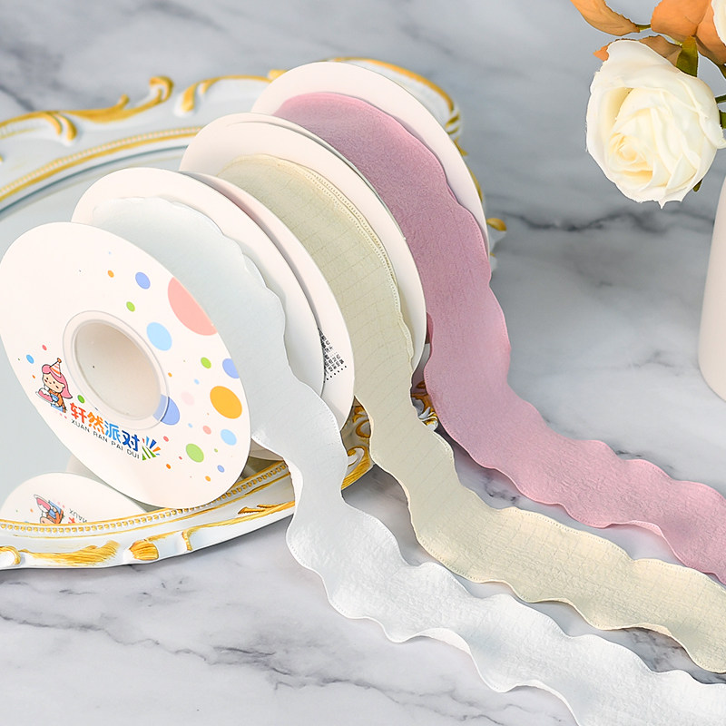 4cm花边褶皱丝带鲜花花束装饰彩带礼品盒diy包装带花店用品花艺