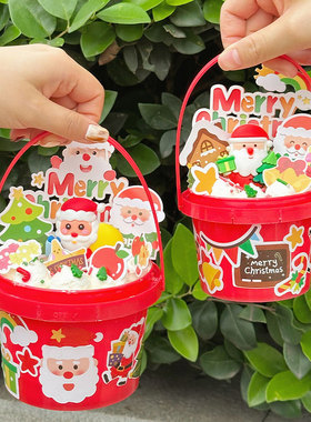 网红圣诞节红色奶油桶蛋糕装饰圣诞老人MerryChristmas圣诞插件