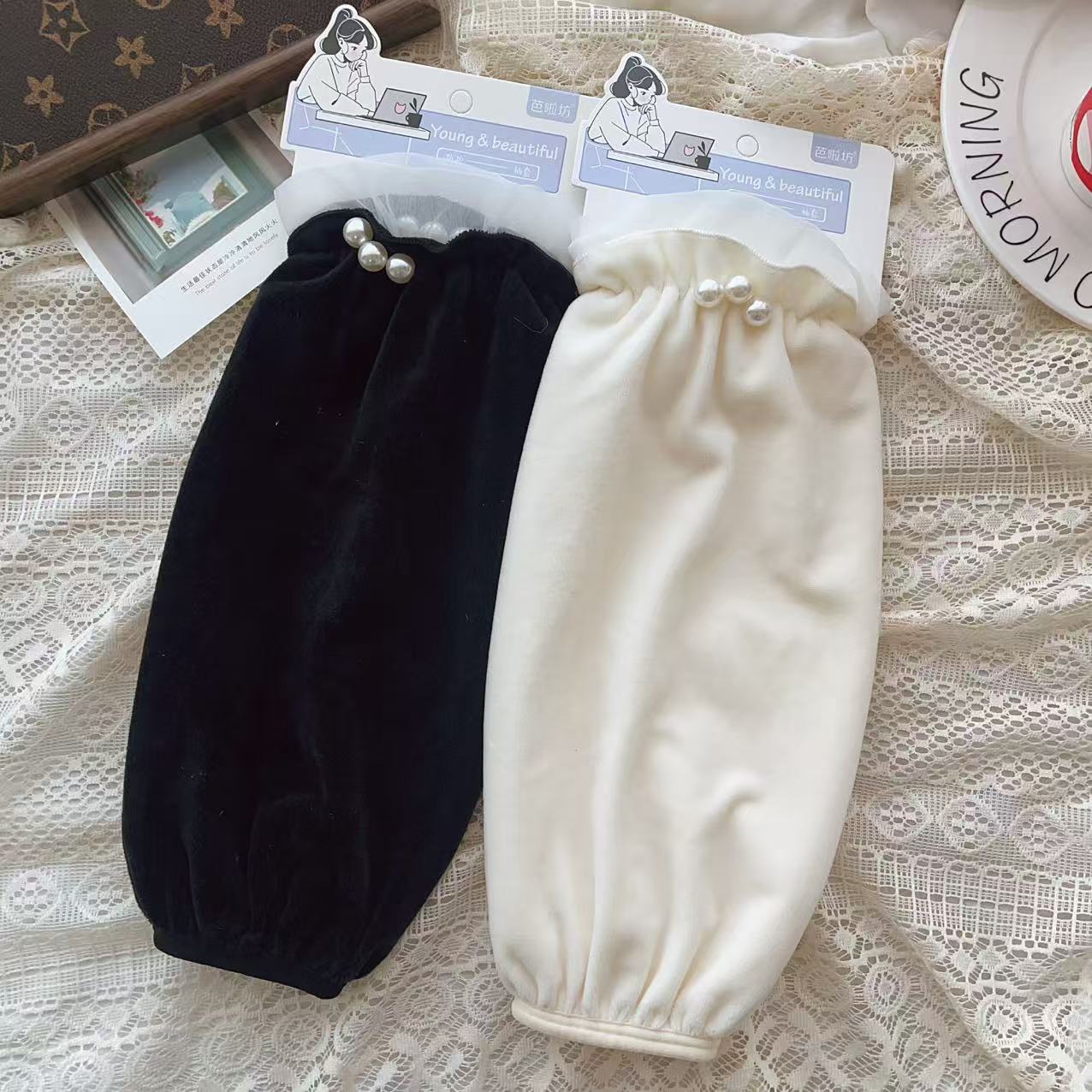 芭啦坊洋气毛绒长宽袖套高颜值