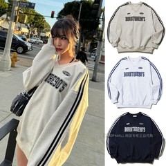 【1993STUDIO】明星同款YUJU同款V领字母休闲韩版棉卫衣 韩国代购