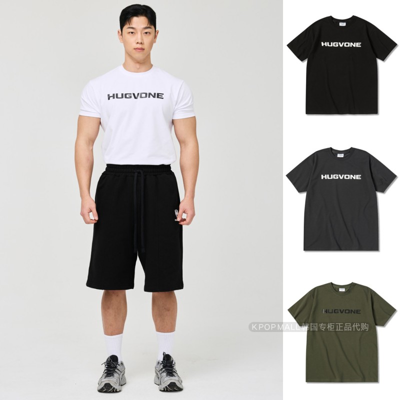 HUGVONE韩国正品代购 大logo肌肉T恤 5色可选 男装健身服透气速干