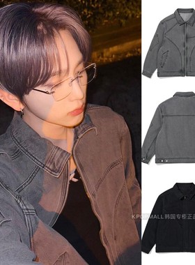 韩国代购BROWNBREATH 24新季EPEX金贤佑明星同款几何内衬牛仔夹克