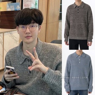 韩国代购 正品 viper同款 男女同款 混色纱线翻领针织衫 MUSINSA