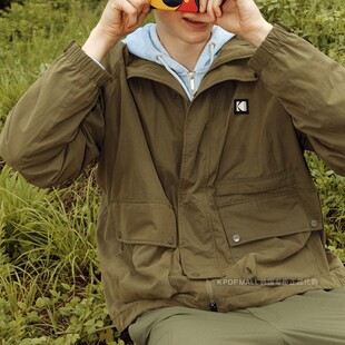KODAK柯达韩国代购24秋男女经典刺绣方标多贴袋运动休闲夹克外套