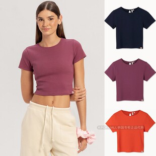 T恤女修身 MUDRA正肩短袖 露脐圆领瑜伽上衣休闲百搭 BUDHI 韩国代购