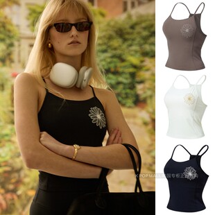ACTIF花朵美背挂脖上衣 显肩锁骨弹力运动背心 代购 mardi韩国正品