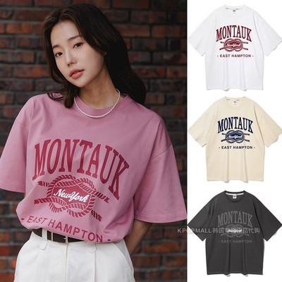 艾彬库MONTAUK复古文字图案男女