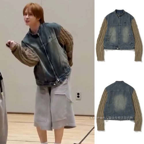 TWSKYUNGMIN同款拼接牛仔夹克