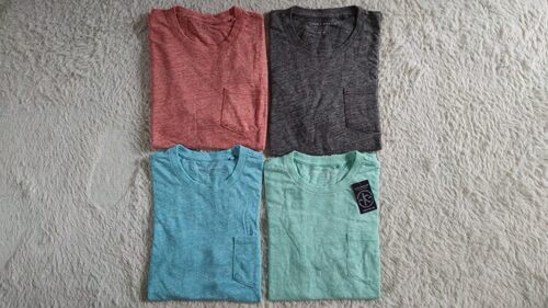 lucky brand男短袖T恤夏季宽松大码口袋圆领纯色欧美