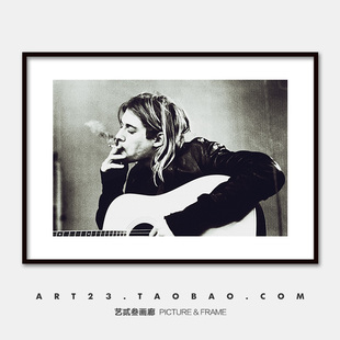 黑白人物海报挂画科特·柯本 Kurt Cobain涅槃乐队音乐明星装饰画