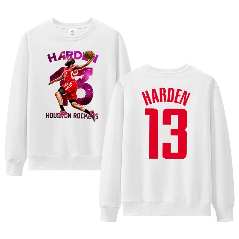 春秋冬季圆领卫衣13号火箭队哈登卡通插画版卫衣长袖训练卫衣男女