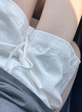孕妇棉麻短裤子夏季薄款外穿白色宽松打底裤休闲显瘦A字阔腿热裤