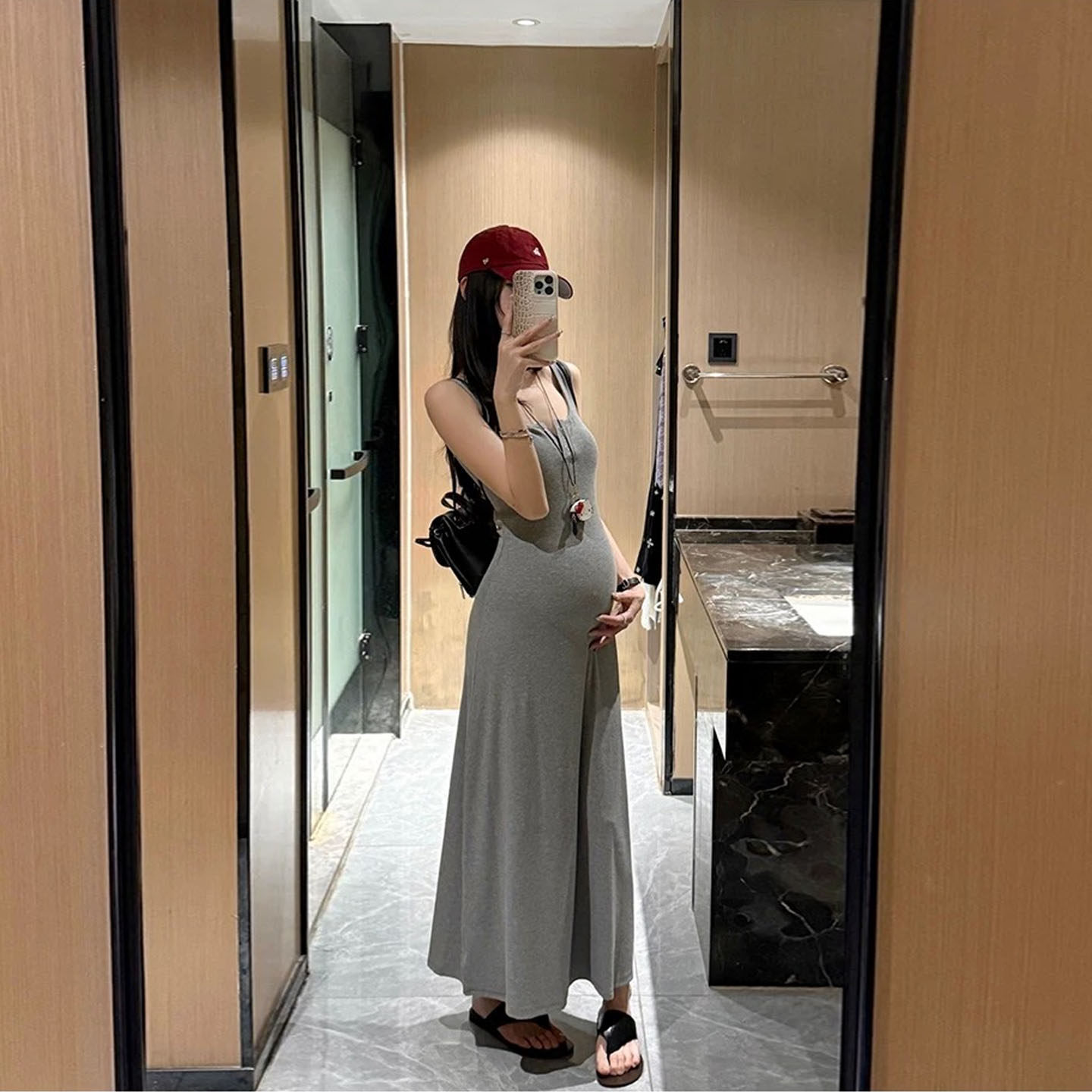 AUMS孕妇修身连衣裙百搭显瘦