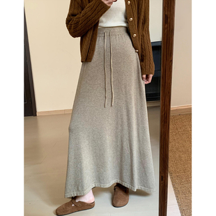 无托腹孕妇仿羊绒半身裙子女春秋冬季 孕期显瘦A字针织伞裙 中长款