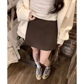 韩版 孕妇毛呢半身裙秋冬季 新款 小个子百搭显瘦托腹A字包臀短裙子