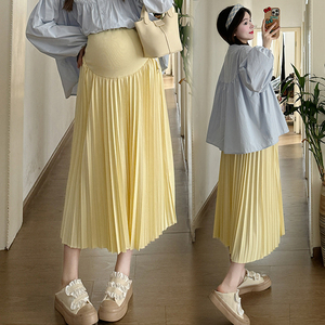 孕妇套装夏装韩版2024新款宽松娃娃衫百褶托腹半身裙子夏季两件套