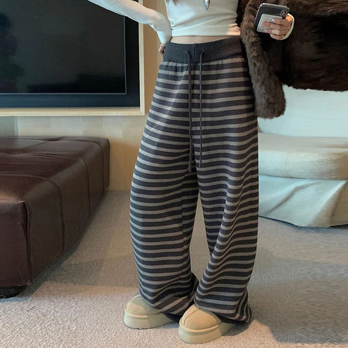 AUMS无托腹孕妇条纹阔腿裤显瘦